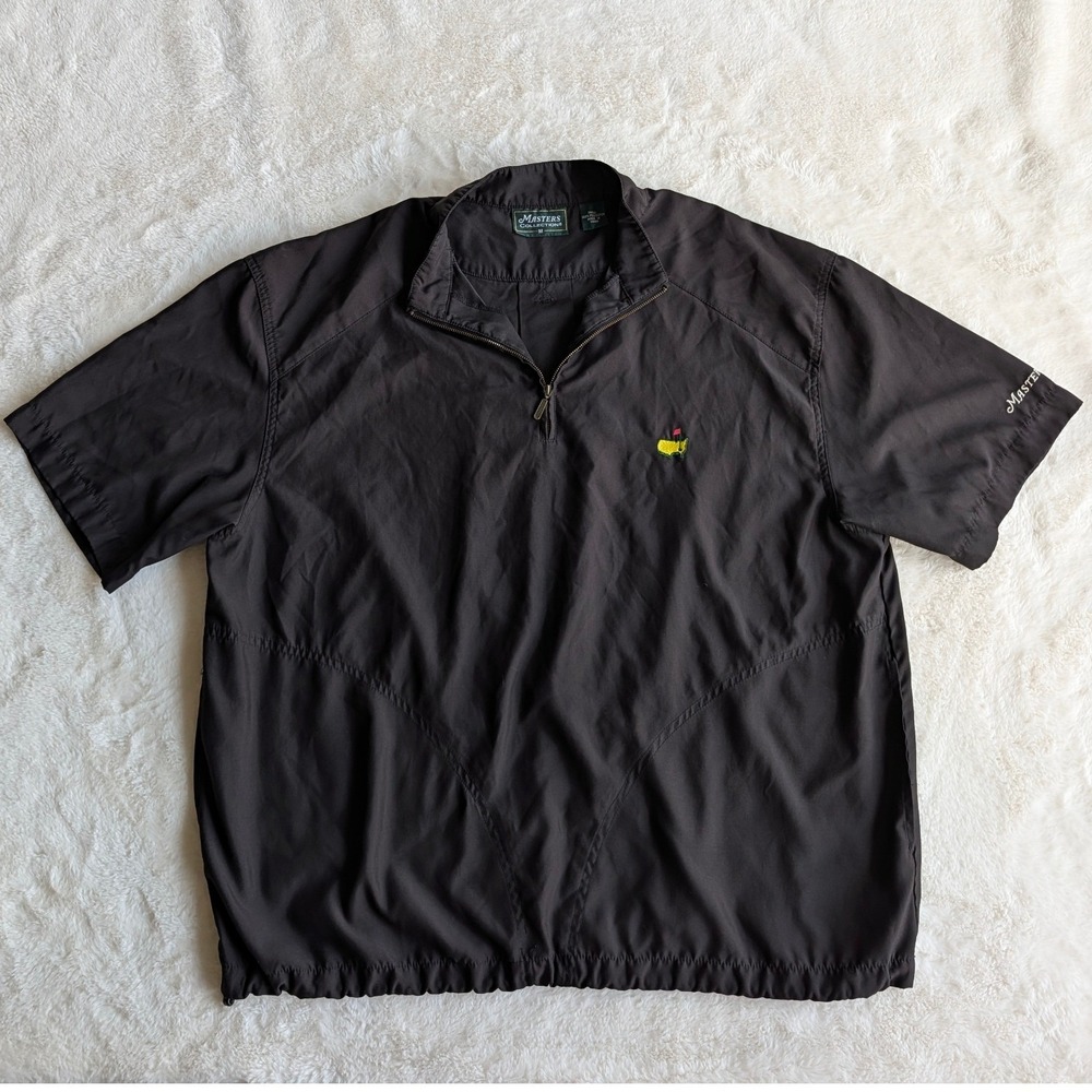 Masters Collection Men's Black Quarter Zip Short Sleeve Golf Windshirt Size M